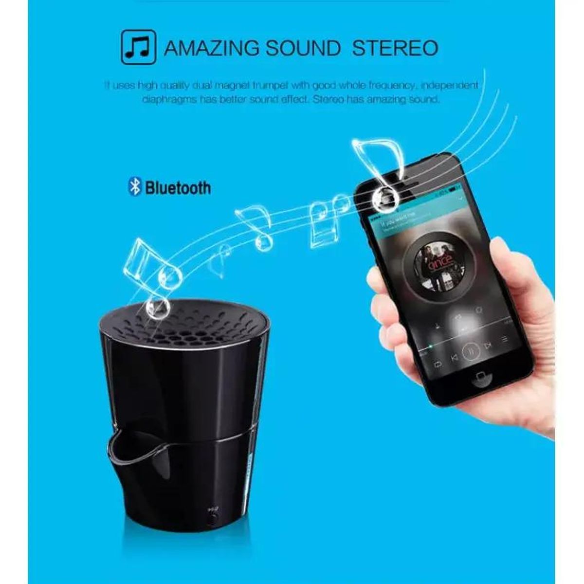 GENERICO - Parlante Bluetooth portátil negro con 5 horas de batería