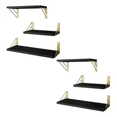 GENERICO - Pack 6 Repisas Flotantes de Madera para Baño