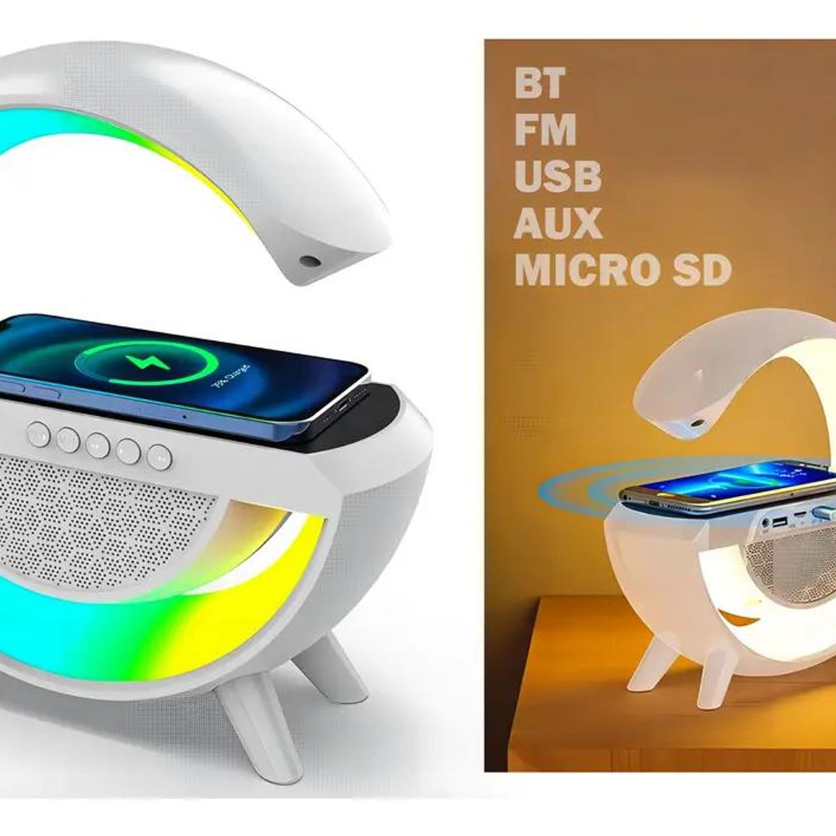 GENERICO - Parlante portátil con Bluetooth y WiFi blanco