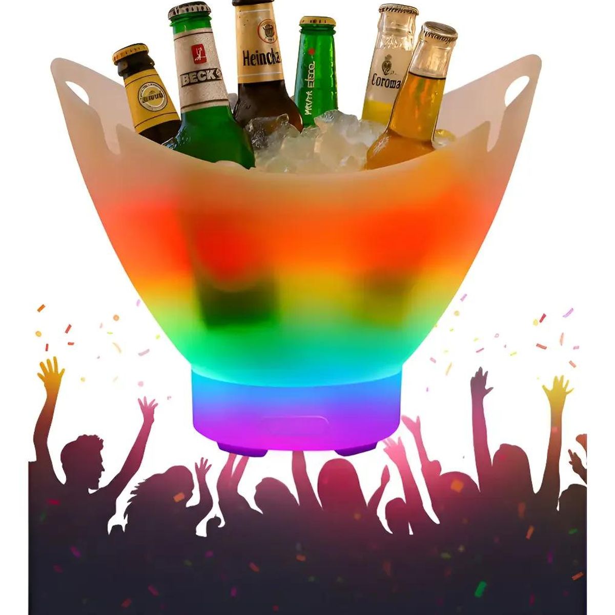 GENERICO - Altavoz Bluetooth con luces LED y diseño cubo de hielo 7L