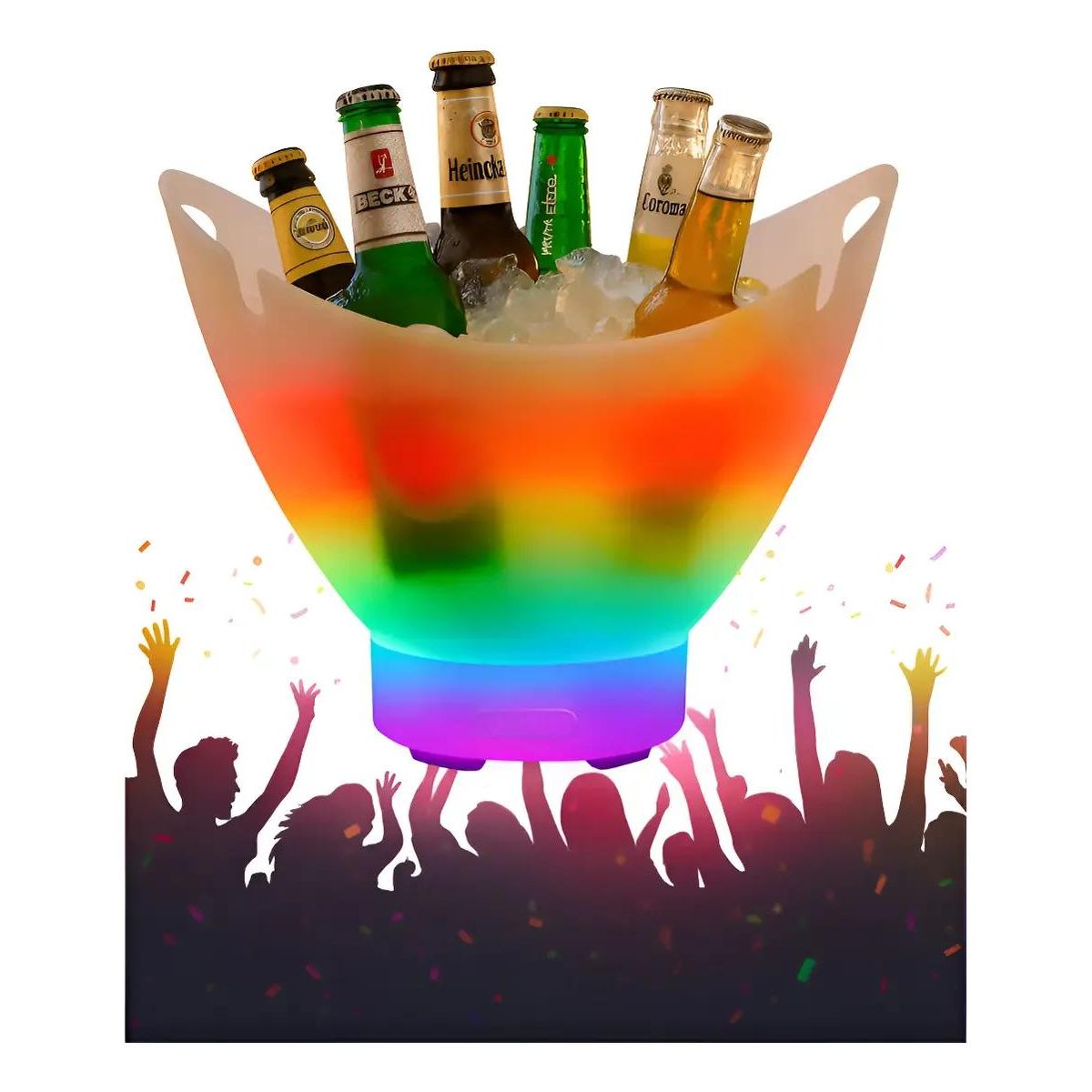 GENERICO - Altavoz Bluetooth con luces LED y diseño cubo de hielo 7L