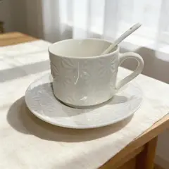 GENERICO - Taza de cerámica con plato 240 ml para café y té