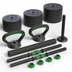 FITMAX - Set Mancuernas Green 3 en 1 ajustables 20 Kg