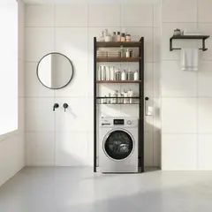 GENERICO - Estante metálico negro 4 niveles para baño