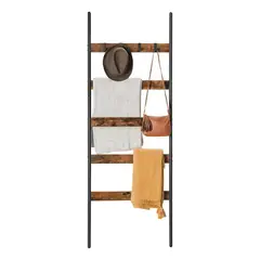 GENERICO - Perchero escalera 5 niveles madera y fierro negro