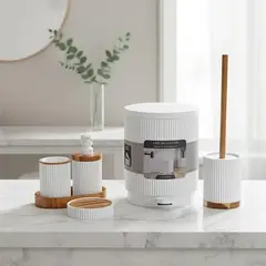 GENERICO - Set de 6 Accesorios para Baño con Diseño Acanalado