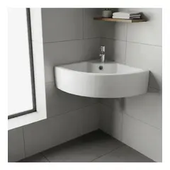 GENERICO - Lavamanos Esquinero Colgante de Loza Blanco 32x43 cm