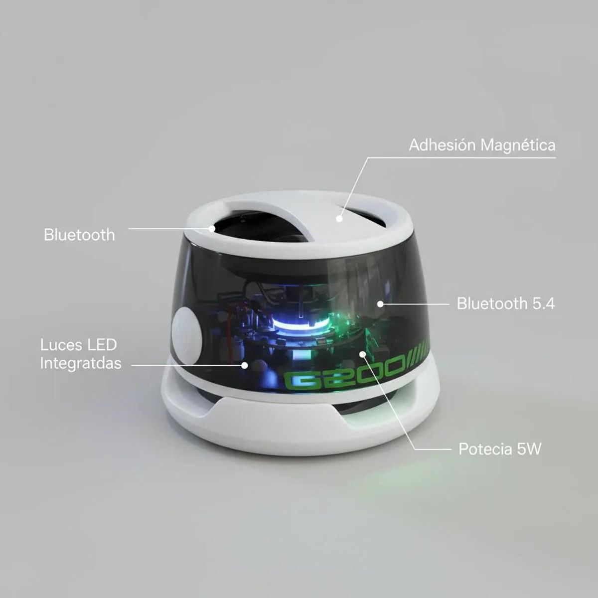 GENERICO - Parlante Bluetooth Portátil Magnético con Luz LED 5W