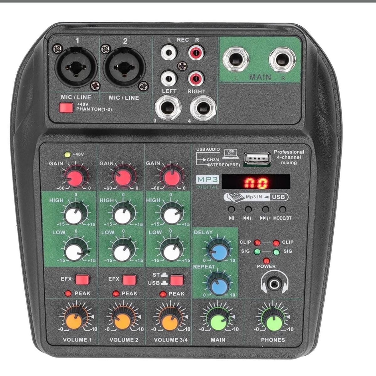 GENERICO - Mini mezclador de sonido, tablero de DJ portátil de 4 canales