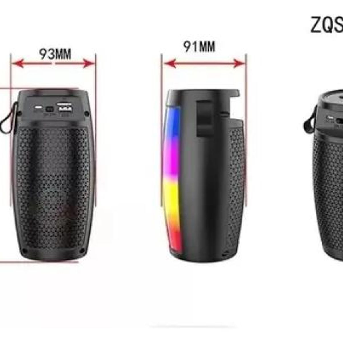 GENERICO - Parlante portátil Bluetooth con luz LED y bajo