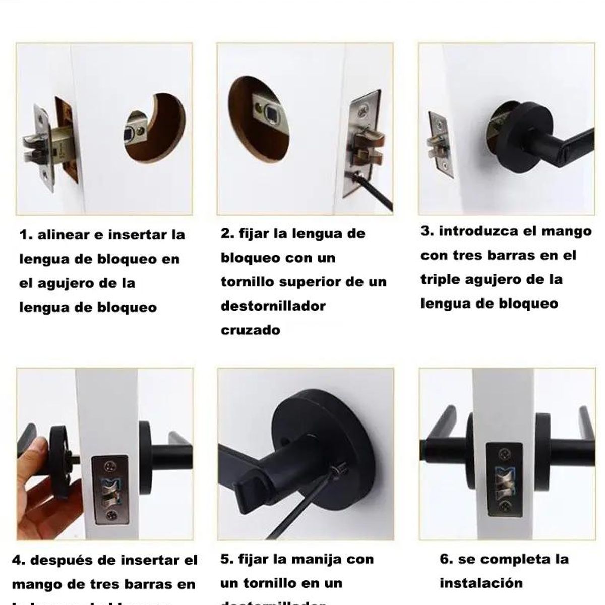 GENERICO - Pomo para Cerradura de Dormitorio y Baño Negro