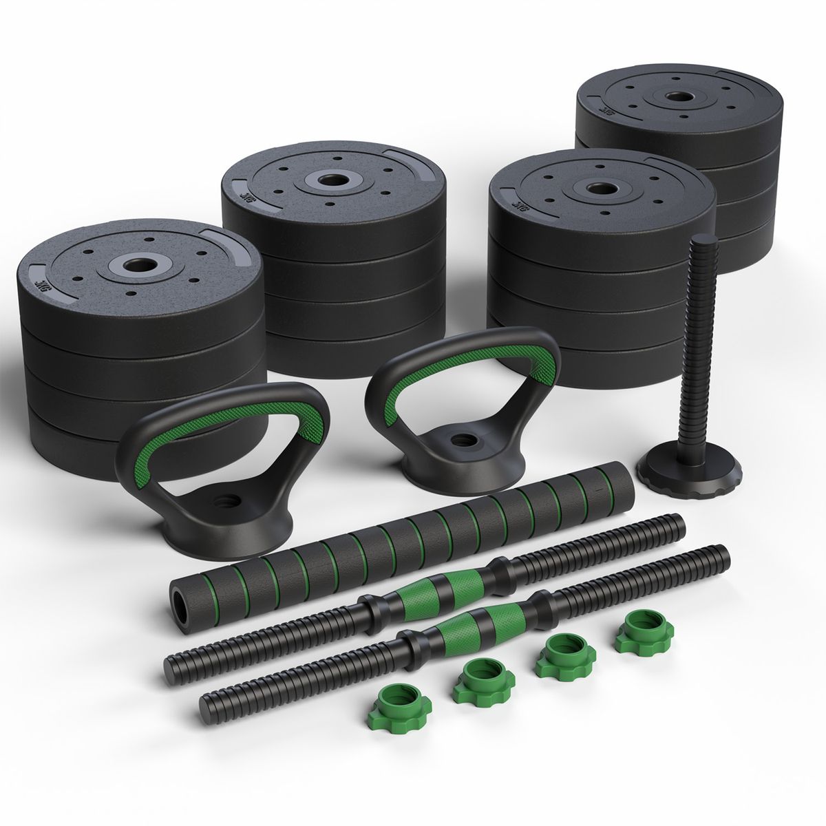 FITMAX - Set Mancuernas Green 3 en 1 ajustables 50 Kg