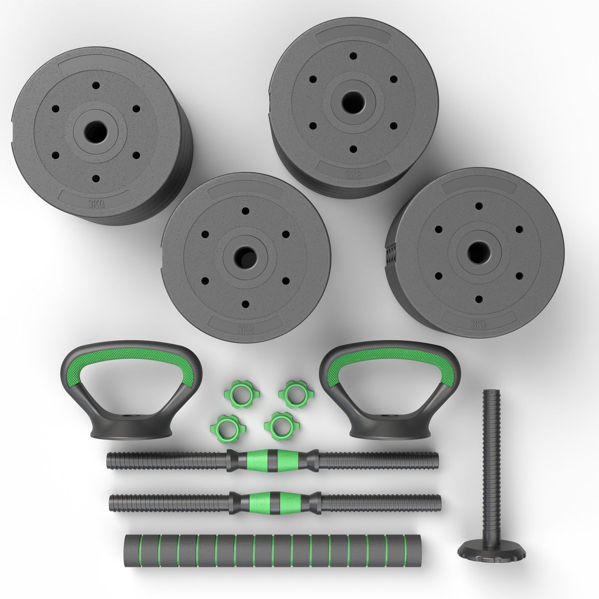 FITMAX - Set Mancuernas Green 3 en 1 ajustables 50 Kg