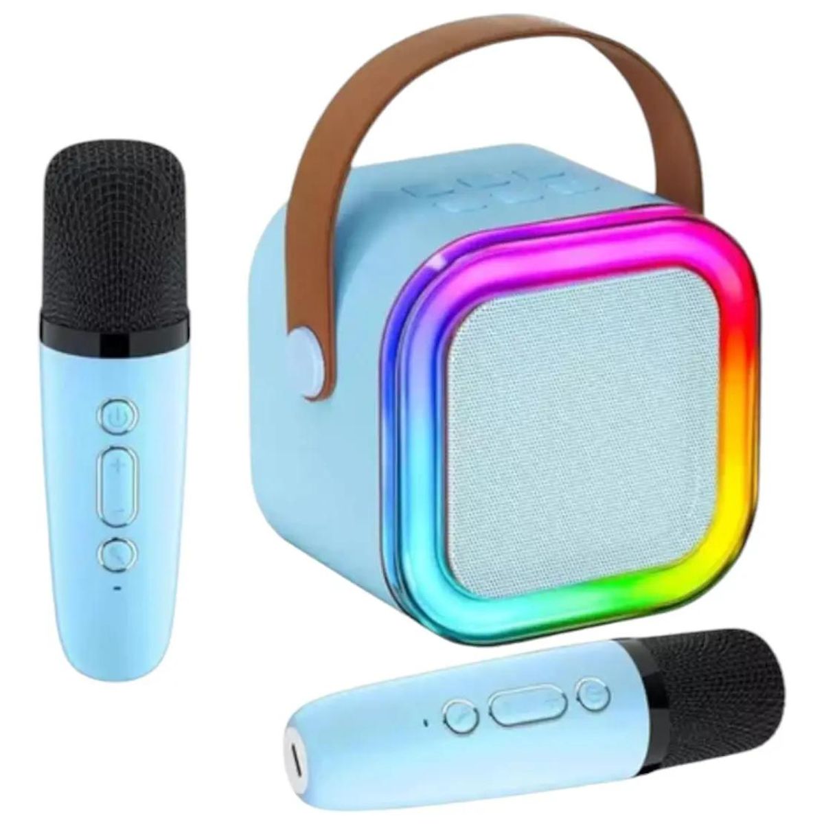 GENERICO - Mini Parlante Bluetooth Portátil con 2 Micrófonos Azul