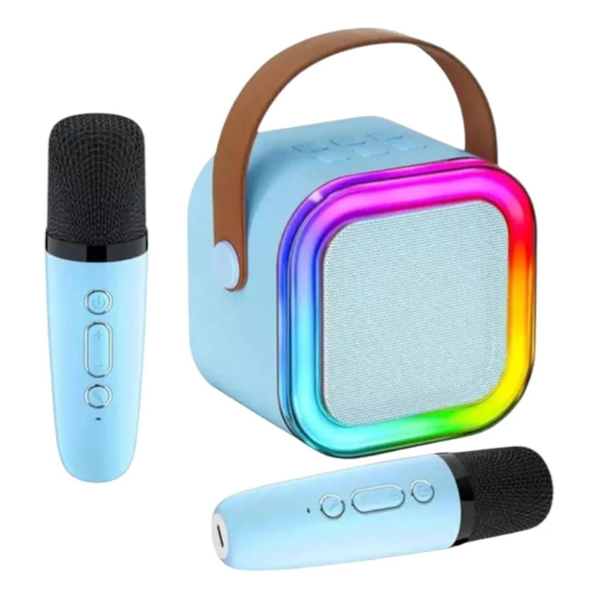 GENERICO - Mini Parlante Bluetooth Portátil con 2 Micrófonos Azul