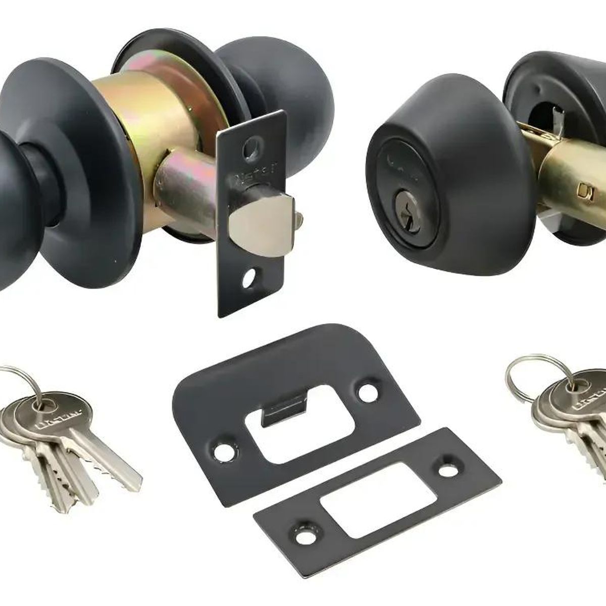 GENERICO - Kit Cerradura Cilíndrica y Cerrojo Tubular para Puertas