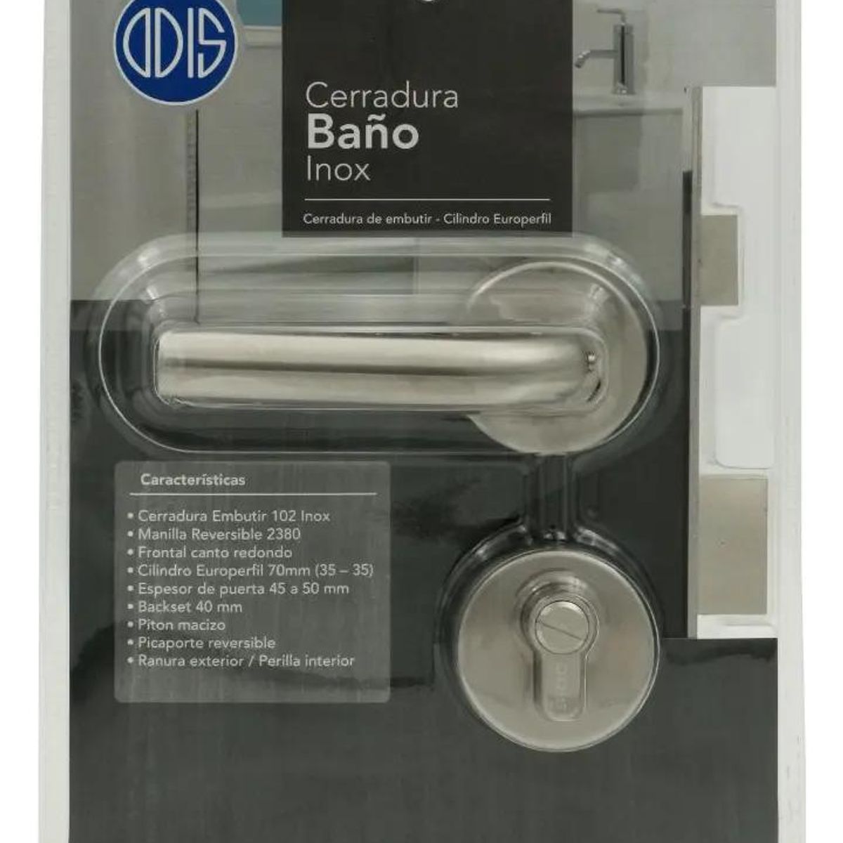 GENERICO - Cerradura de embutir para baño con manilla color plata
