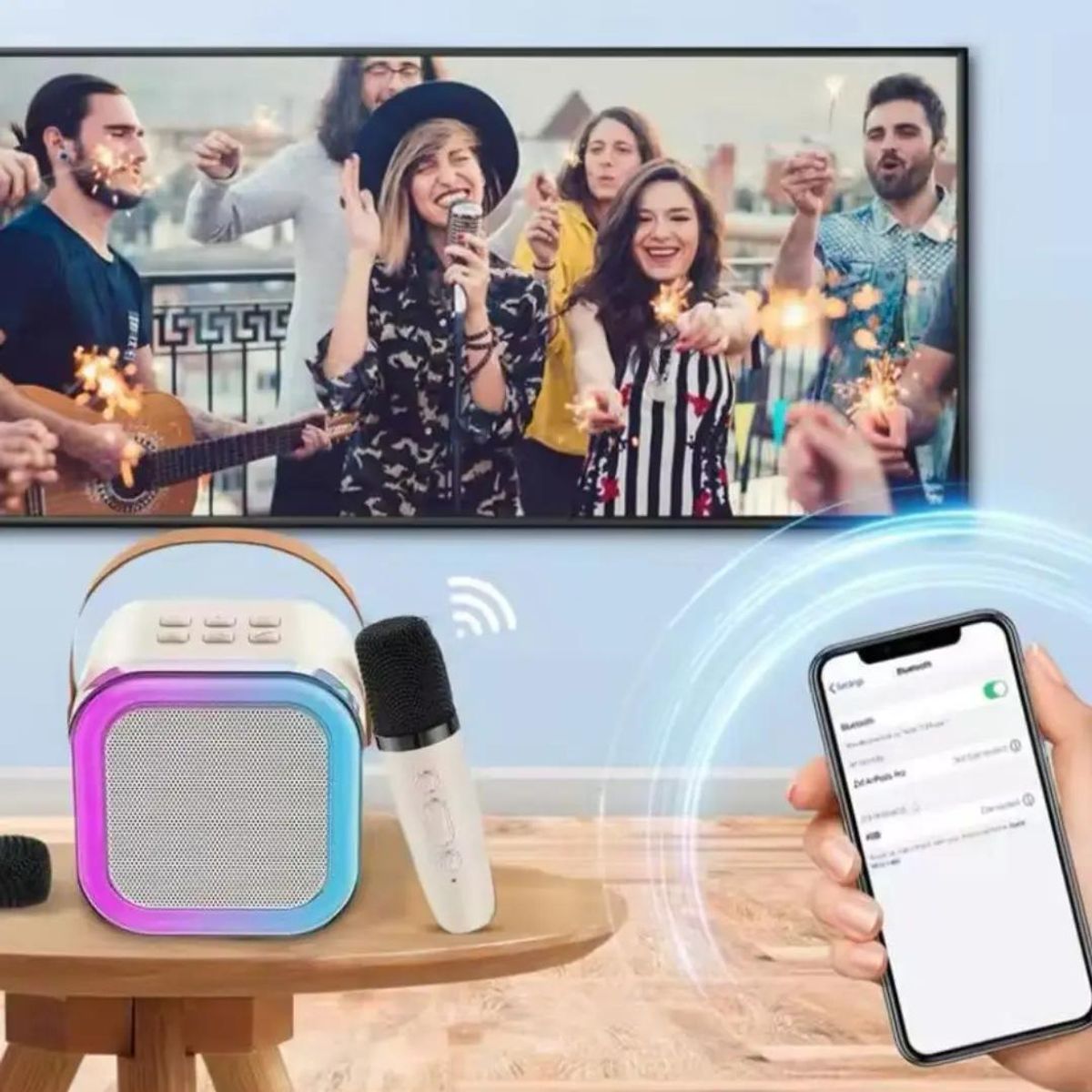 GENERICO - Altavoz portátil para karaoke con micrófonos Bluetooth