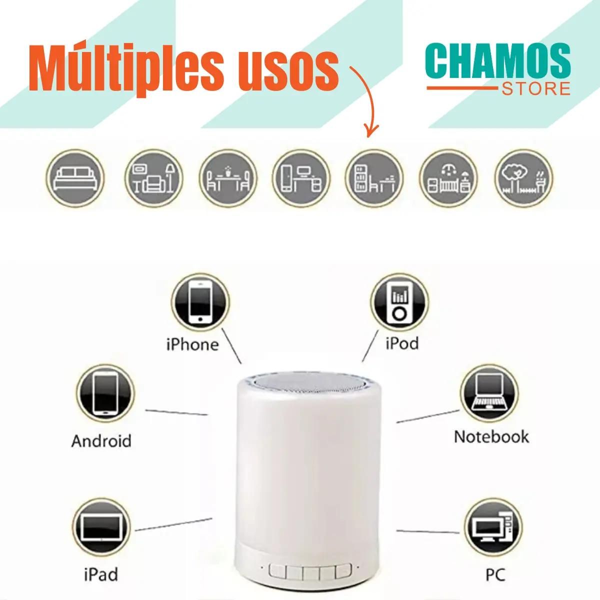 GENERICO - Parlante portátil táctil Bluetooth con luces LED