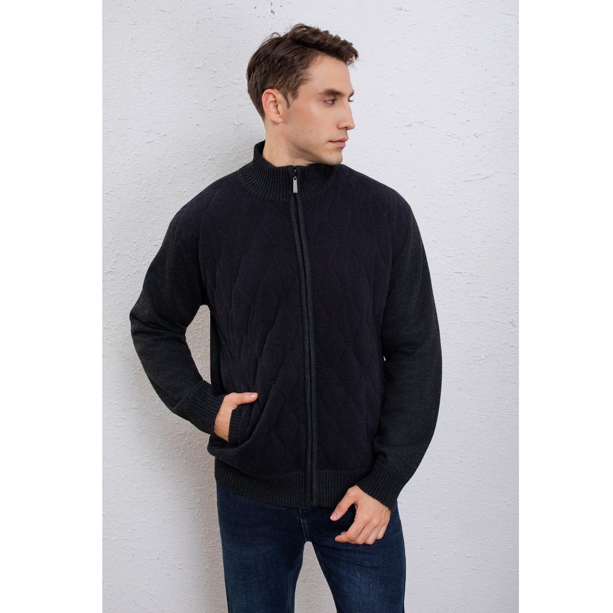 LIKE SHOP - Chaqueta Bomber Hombre Forro Interior Piel Invierno Bolsillos Cierre 7278