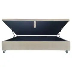 MUEBLERIA LATINA - BASE CAMA 19M BAUL FUNCIONAL LINO BEIGE FULL