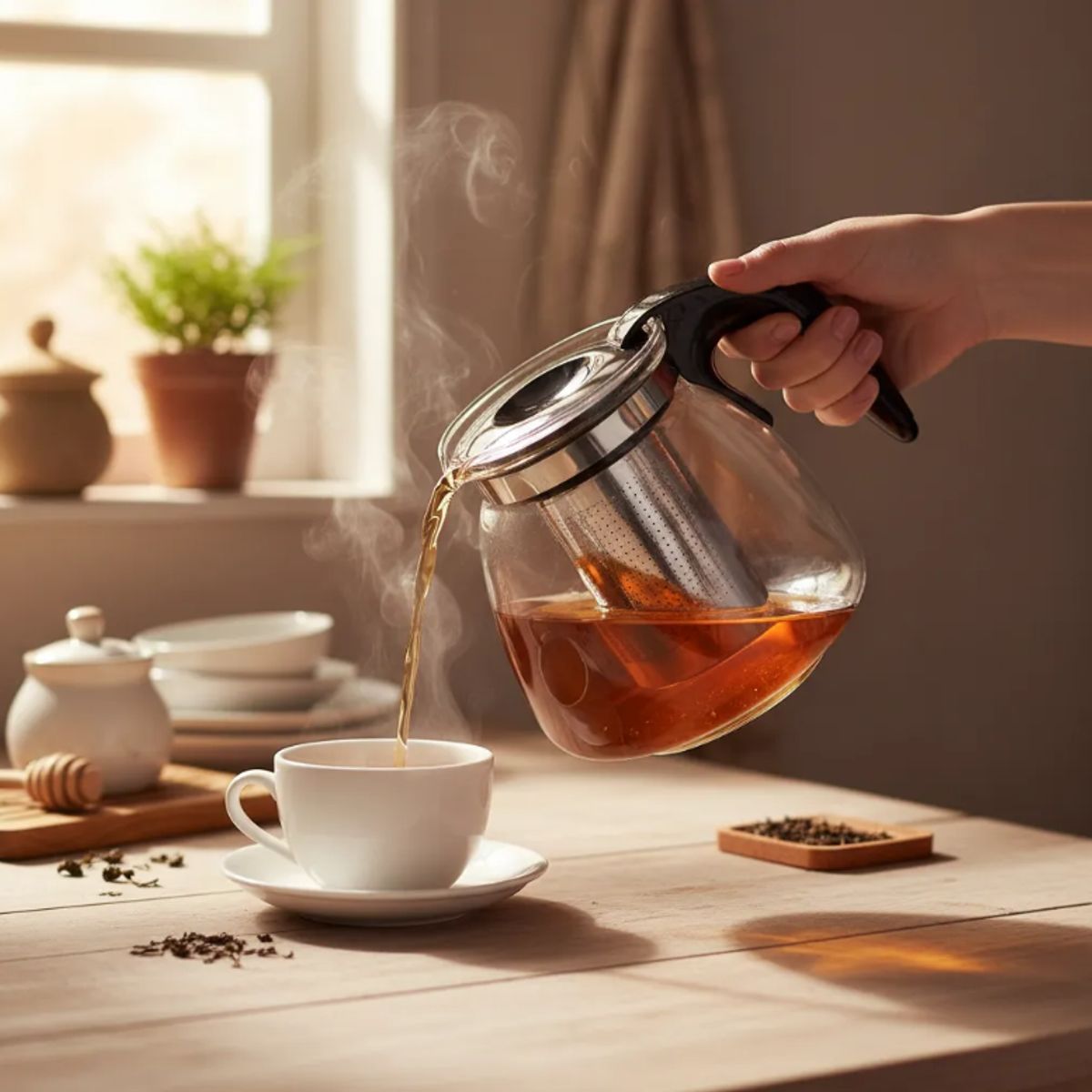 GENERICO - Tetera De Vidrio Con Infusor 1100ml