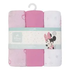 BAMBINO - Pack 3 Tutos Suavecitos Pañales Tela Disney Minnie Rosa