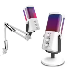 BITBYTE - Micrófono de Streaming Podcast RGB M7 Gamer BLANCO