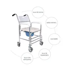 ONEDER - Baño Wc Portátil Con Ruedas Y Reposapies Incluye Balde 7002B