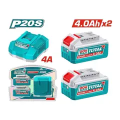 TOTAL TOOLS - Set 2 Baterías 4.ah + Cargador Total