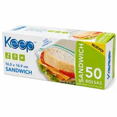 KEEP - Bolsas Herméticas Sandwich 50 Unidades Cierre Zip - PS