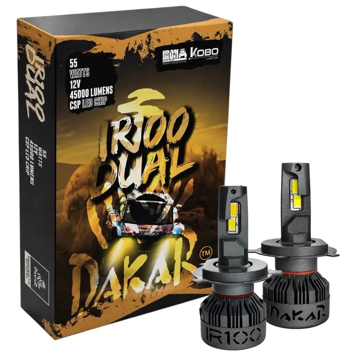 KOBO - Ampolletas Turbo Led Dakar Ir100 Bicolor H4 55w 45000lumens