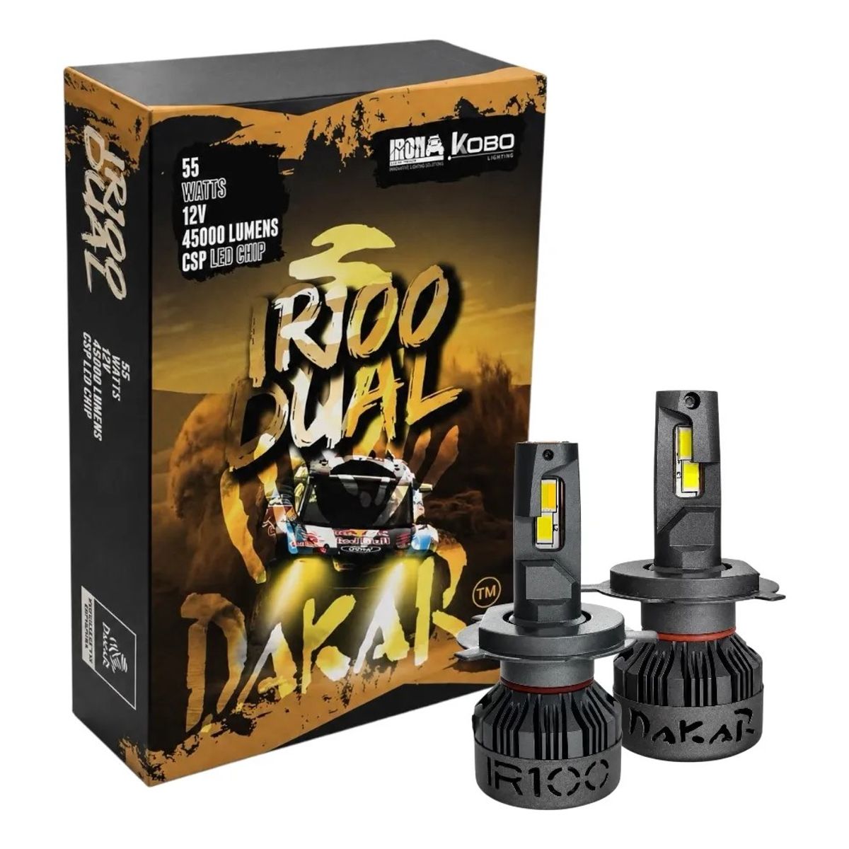 KOBO - Ampolletas Turbo Led Dakar Ir100 Bicolor H4 55w 45000lumens