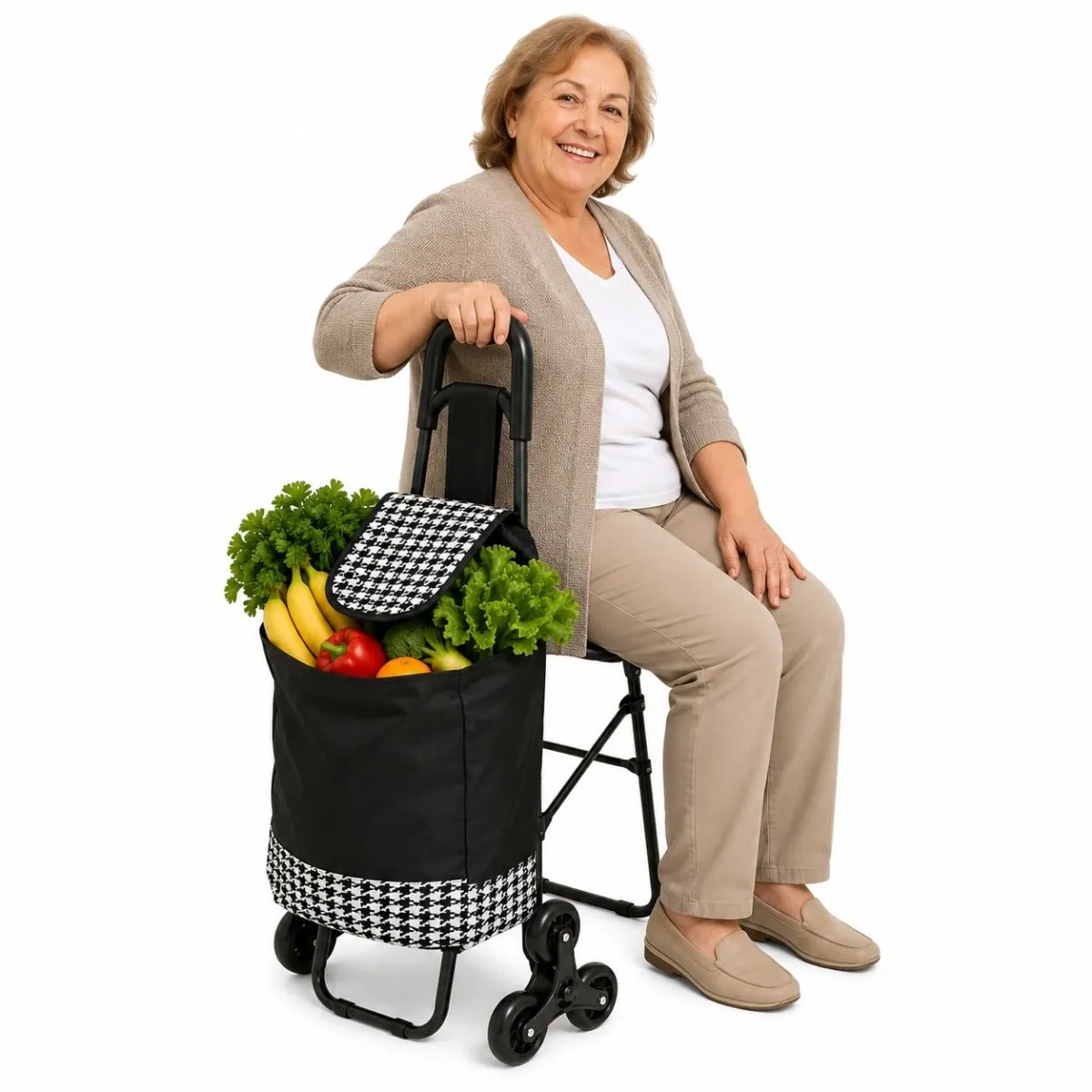 Carro De Compras Con Asiento - 60L y Ruedas Sube Escalera / 60 L, marca GENERICO - Foto Principal