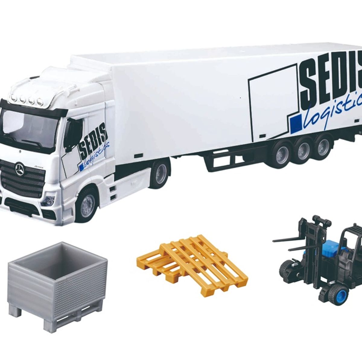 BBURAGO - CAMION MERCEDES-BENZ ACTROS 4x2 CON SEMIRREMOLQUE-GRUA HORQUILLA-ACCESORIOS 1.43