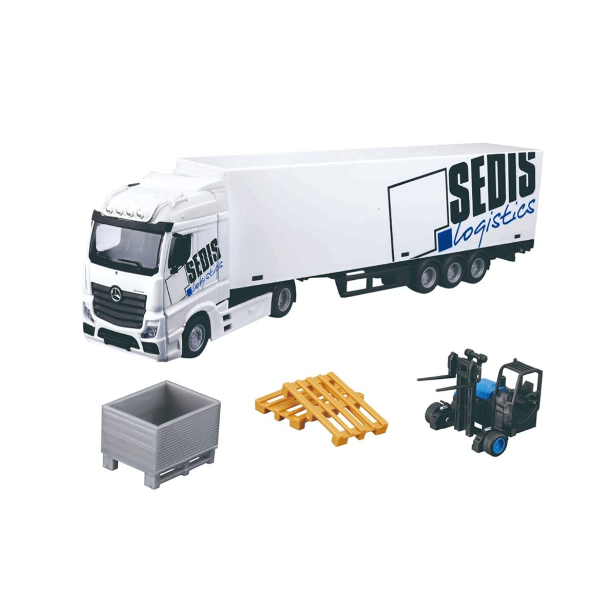 BBURAGO - CAMION MERCEDES-BENZ ACTROS 4x2 CON SEMIRREMOLQUE-GRUA HORQUILLA-ACCESORIOS 1.43
