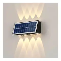 GENERICO - Apliqué Solar Bidireccional 8 LEDs Luz Cálida Impermeable