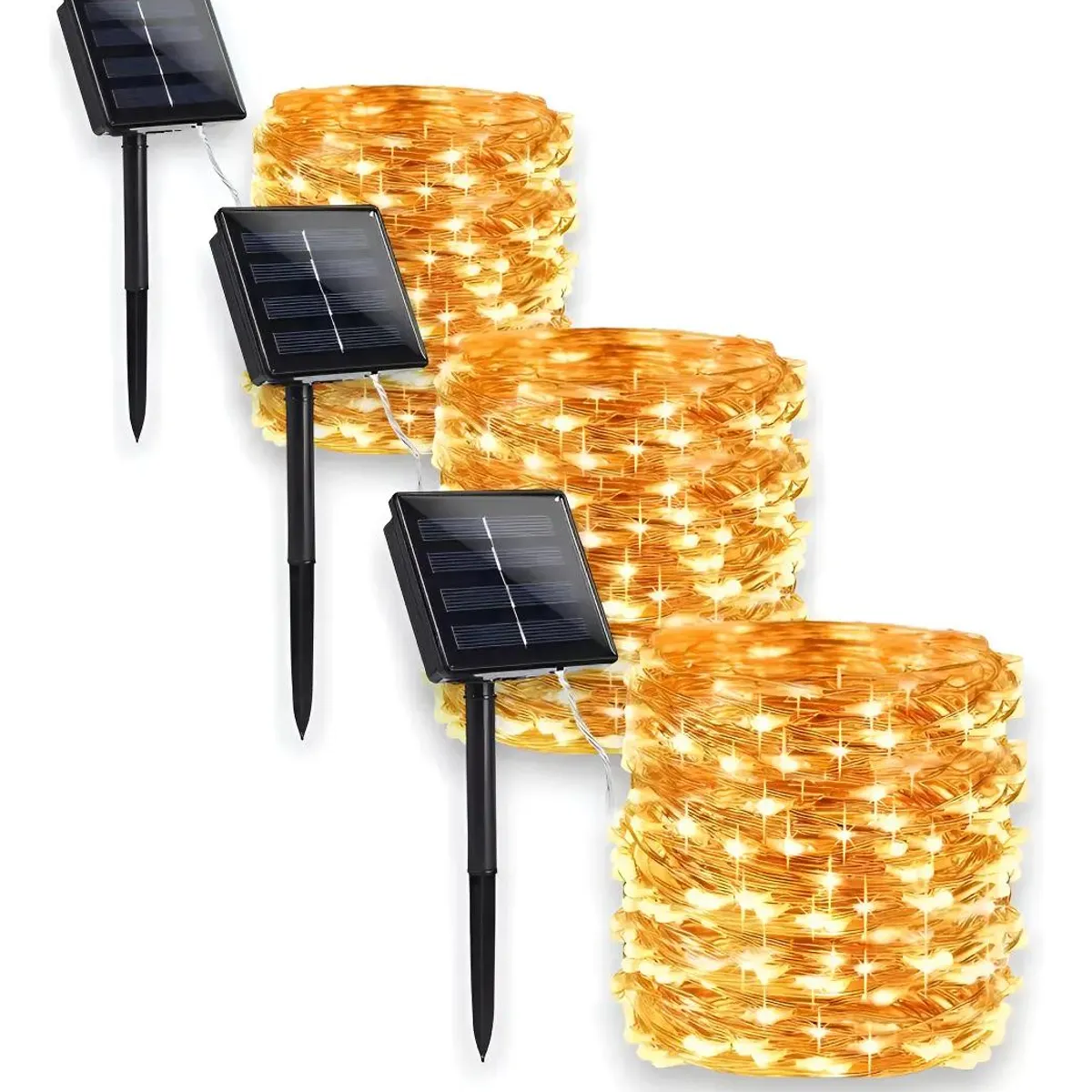 GENERICO - Guirnalda de Luces LED Amarillas Solar 30m para Exterior