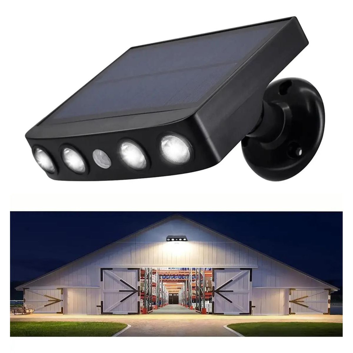 GENERICO - Lámpara Solar LED 4W con Sensor de Movimiento Luz Blanca
