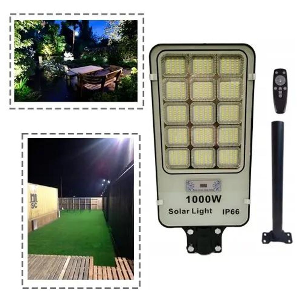 GENERICO - Pack 3 Focos Solares 1000W para Exterior en Poste
