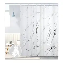 GENERICO - Cortina de baño blanca con 6 diseños variados