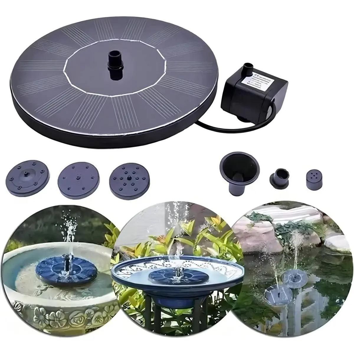 GENERICO - Pack 3 Fuentes Solares Flotantes para Piscina 13cm