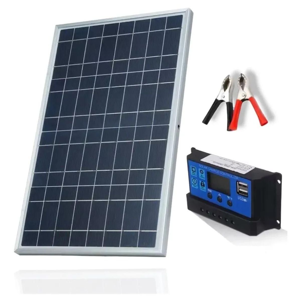 GENERICO - Kit Panel Solar 12V Policristalino con Controlador y USB