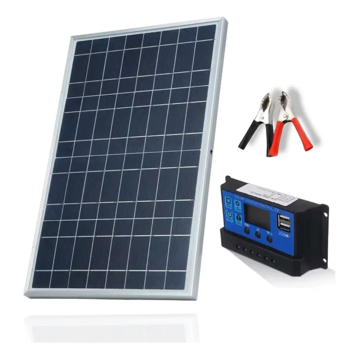 GENERICO - Kit Panel Solar 12V Policristalino con Controlador y USB