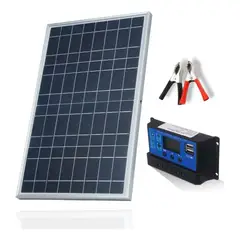 GENERICO - Kit Panel Solar 12V Policristalino con Controlador y USB