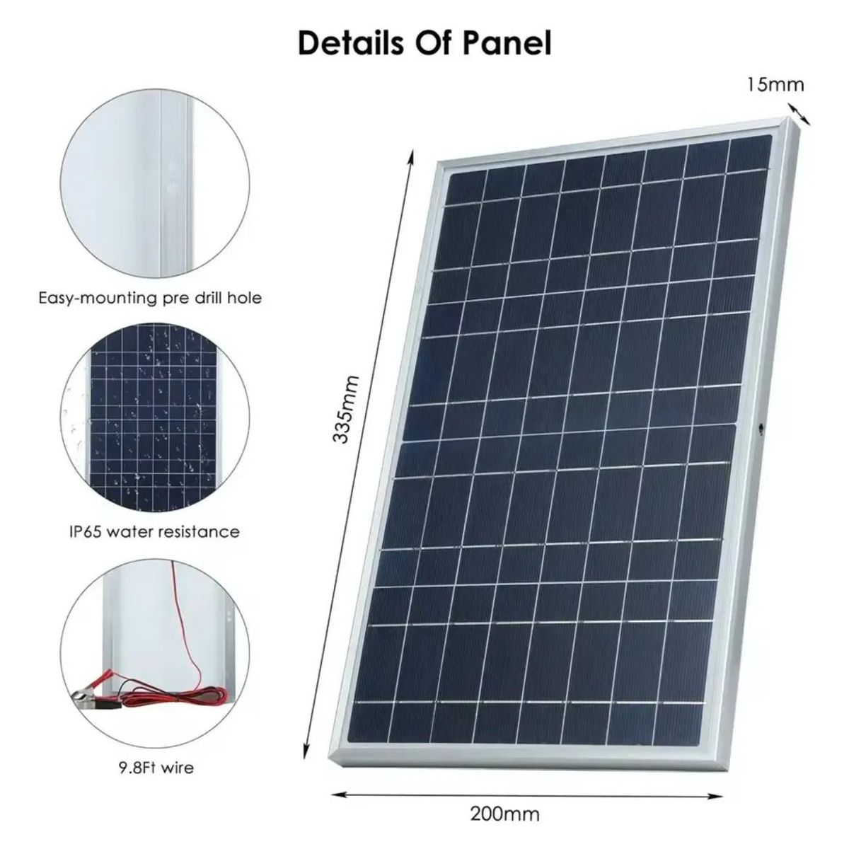 GENERICO - Kit Panel Solar 12V Policristalino con Controlador y USB