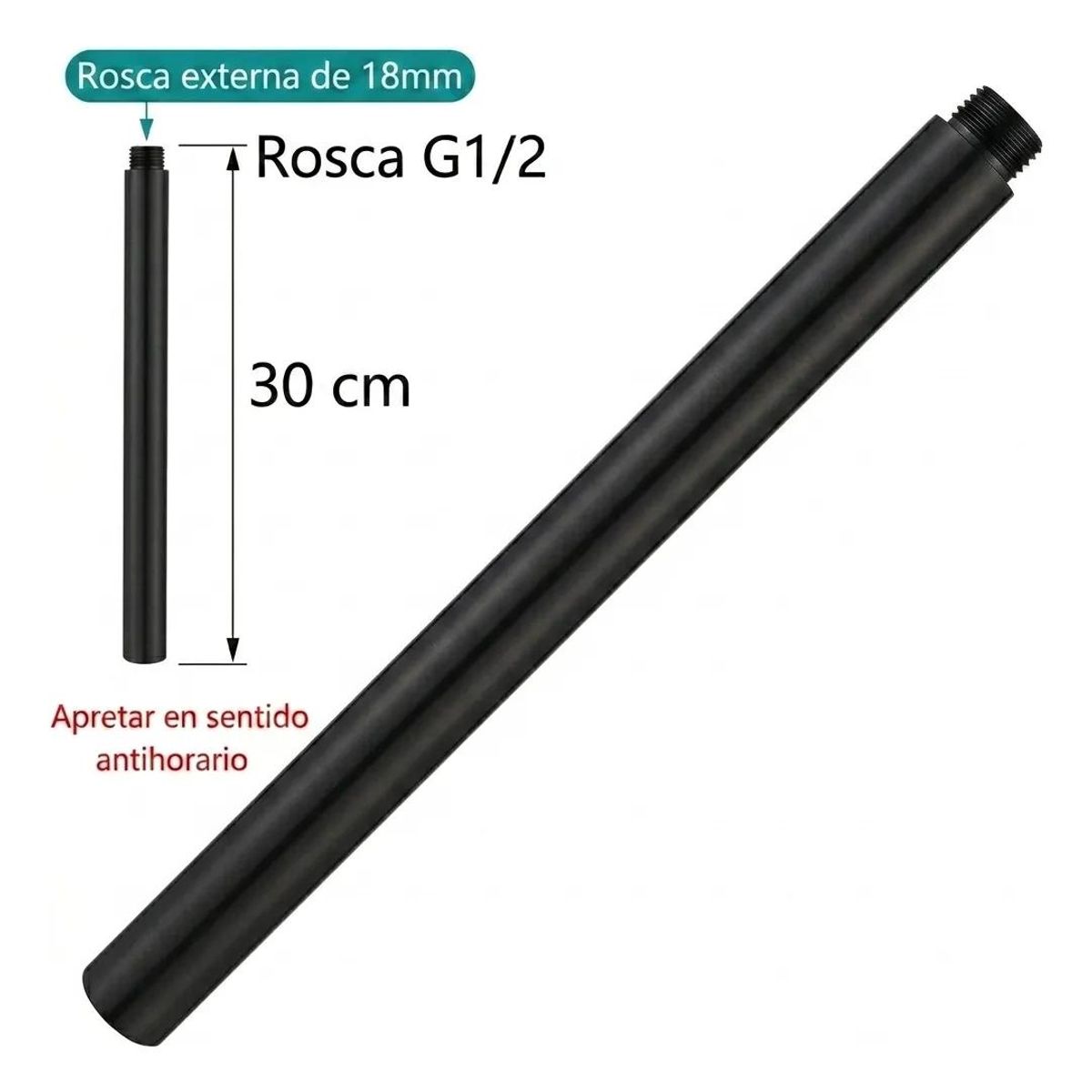 GENERICO - Tubo Extensión 30cm para Columna de Ducha 18mm