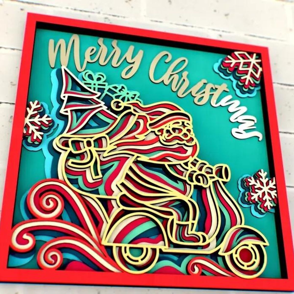 GENERICO - Cuadro Decorativo Santa Motocicleta en Madera