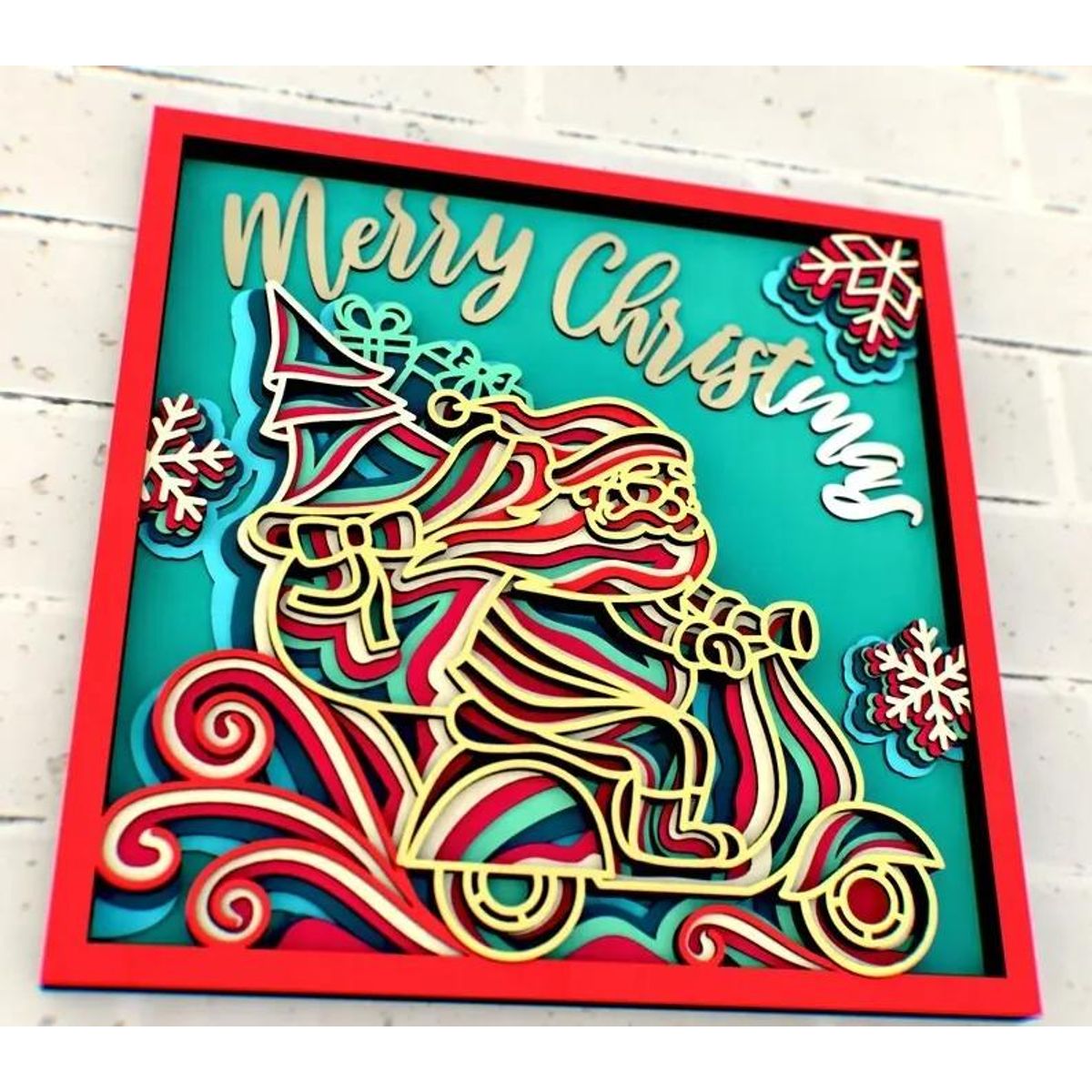 GENERICO - Cuadro Decorativo Santa Motocicleta en Madera