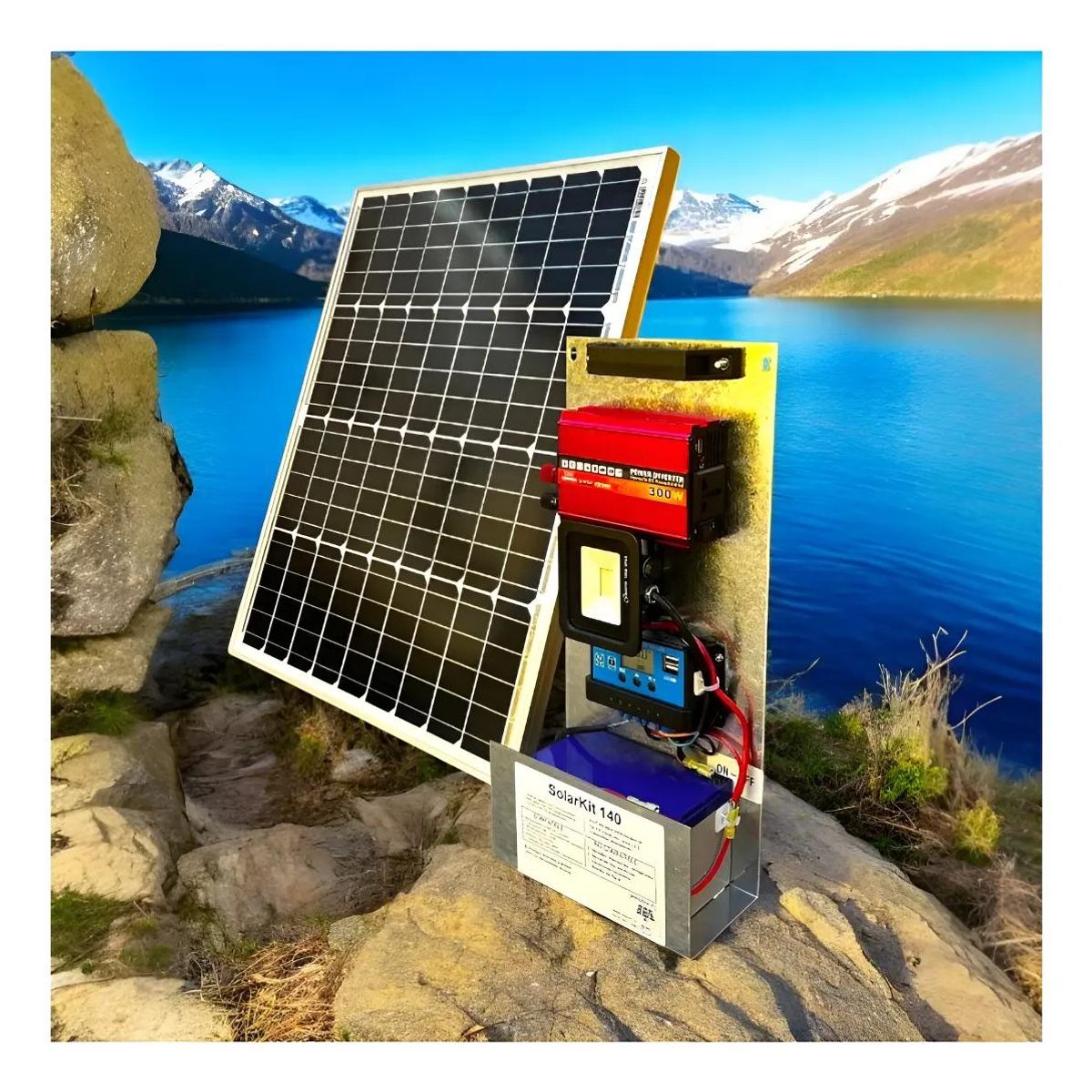 GENERICO - Kit Solar Portátil 140W con Batería y Panel 50W